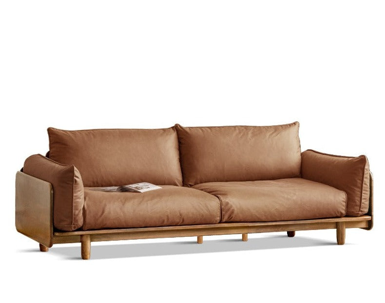 Oak, Ash Solid Wood Sofa Genuine Leather, Fabric.