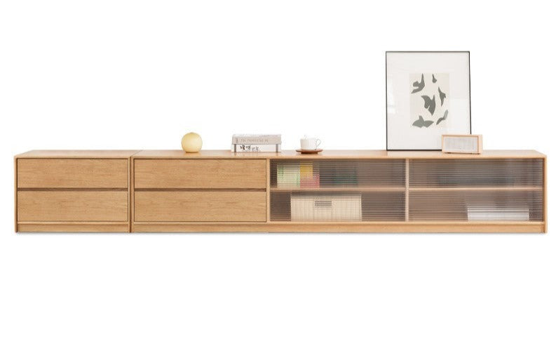 Oak, Rubber Solid Wood TV Cabinet Floor Combination,