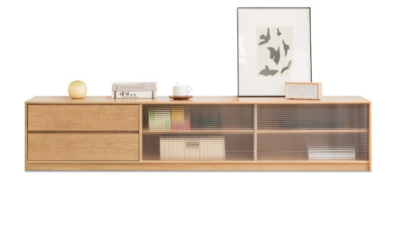 Oak, Rubber Solid Wood TV Cabinet Floor Combination,