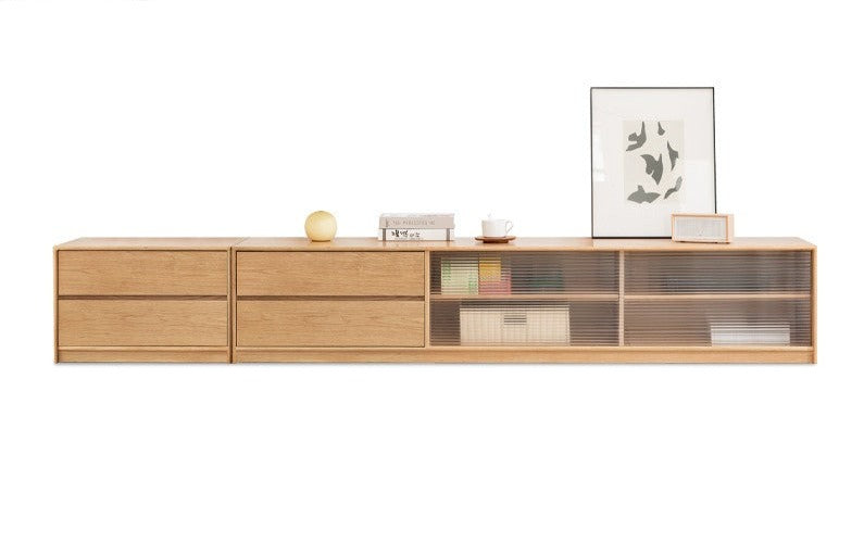 Oak, Rubber Solid Wood TV Cabinet Floor Combination,