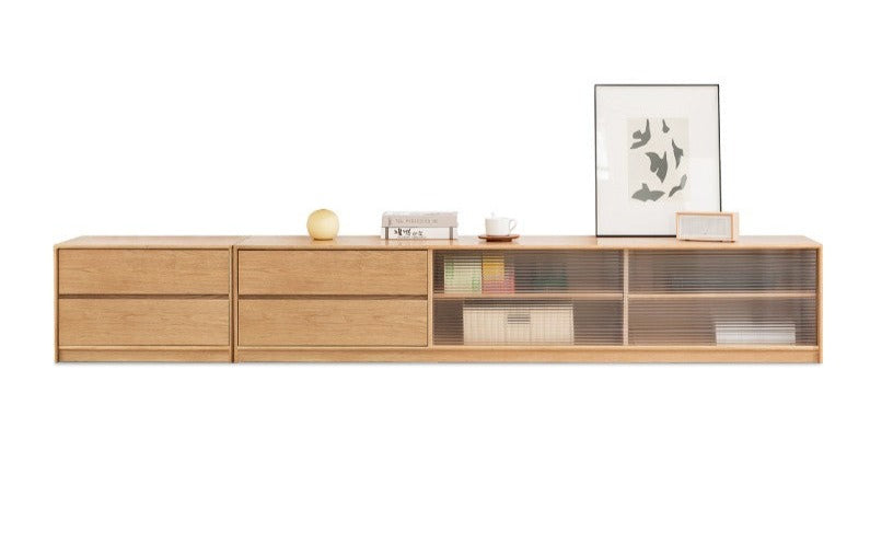 Oak, Rubber Solid Wood TV Cabinet Floor Combination,