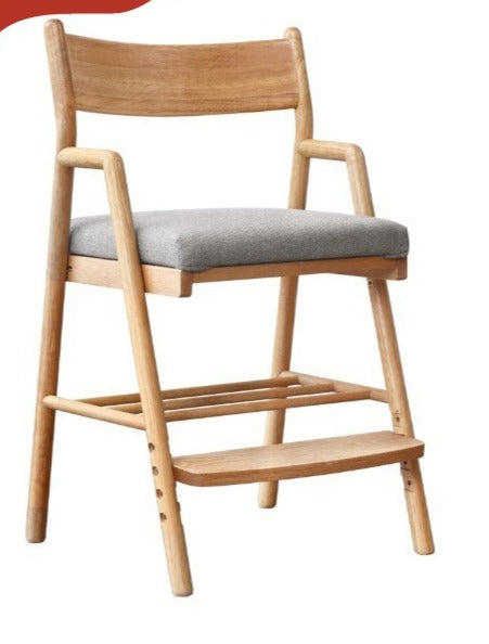 Oak Solid Wood Kids Chair Height-Adjustable.
