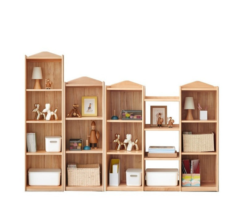 Beech Solid Wood Combination Bookshelf, Cabinet