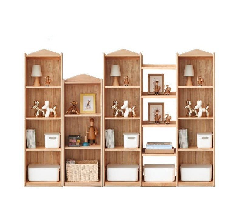 Beech Solid Wood Combination Bookshelf, Cabinet
