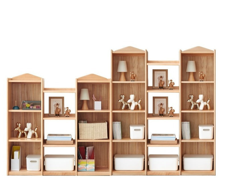 Beech Solid Wood Combination Bookshelf, Cabinet