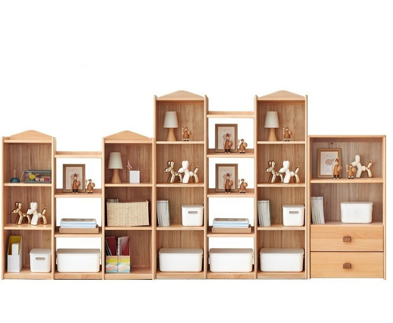 Beech Solid Wood Combination Bookshelf, Cabinet