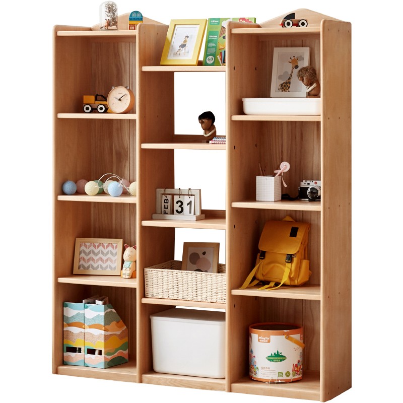 Beech Solid Wood Combination Bookshelf, Cabinet