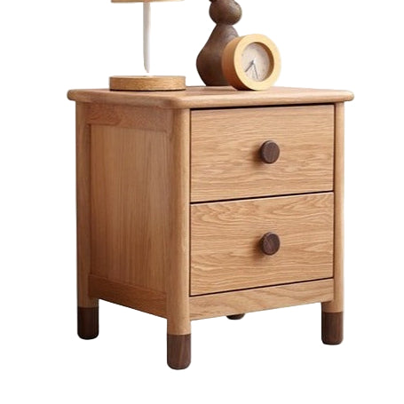 Oak, Beech Solid Wood Two-Drawer Nightstand