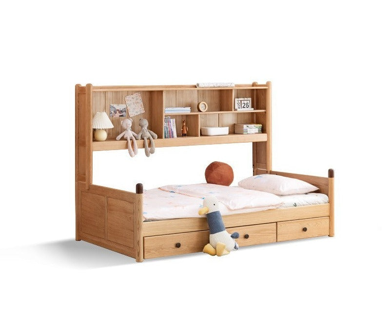Oak solid wood Multi-function bed with storage