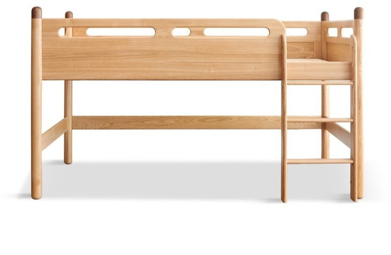 Beech Nordic Children's Solid Wood Loft Bed, Modern Minimalist Multifunctional Combination Bed with Table