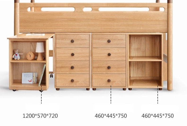 Beech solid wood Mid-high bed with slanting ladder<