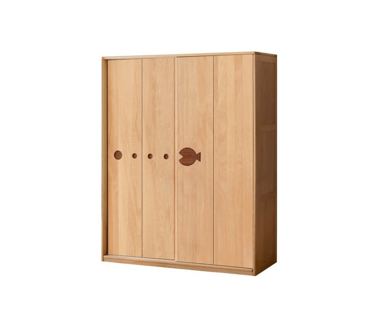 Beech Solid Wood Kids Wardrobe Sliding Door