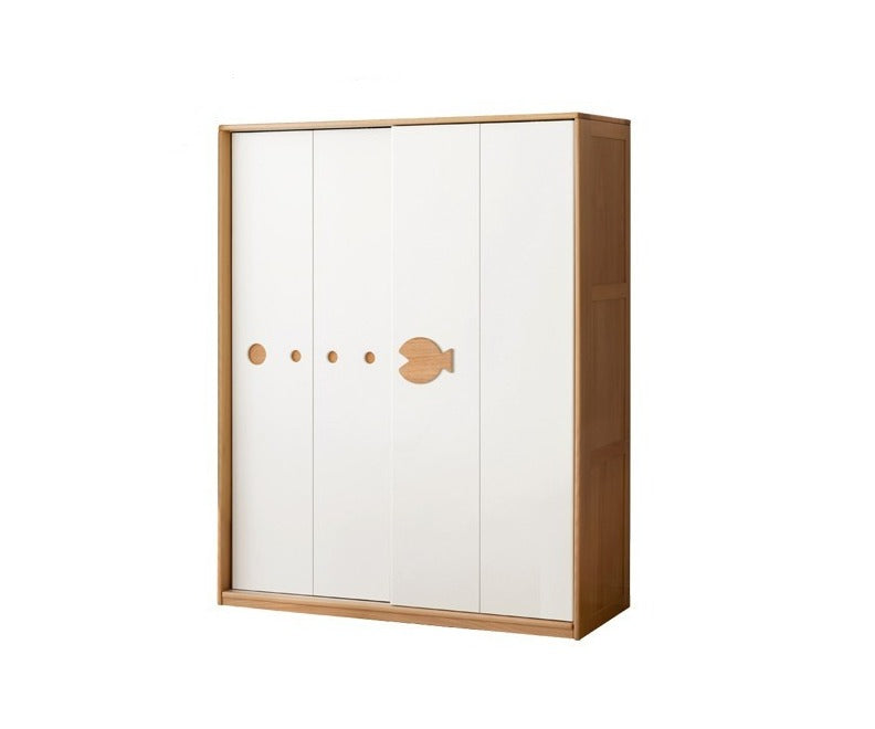 Beech Solid Wood Kids Wardrobe Sliding Door