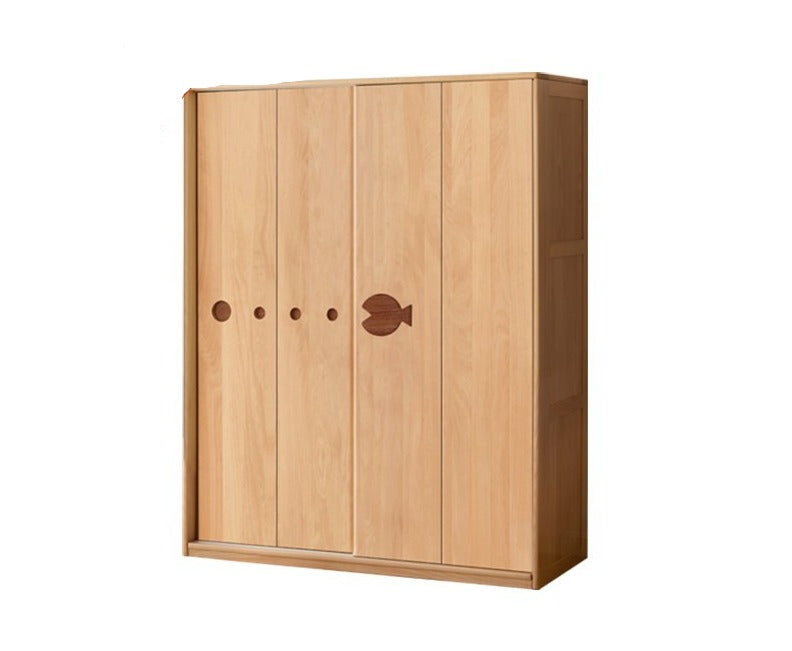 Beech Solid Wood Kids Wardrobe Sliding Door