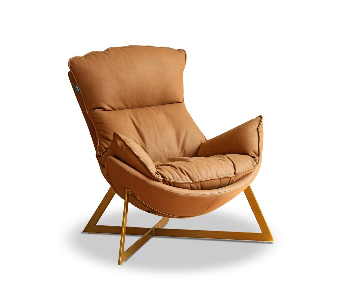 Lounge Eggshell armchair Leather Technology cloth*