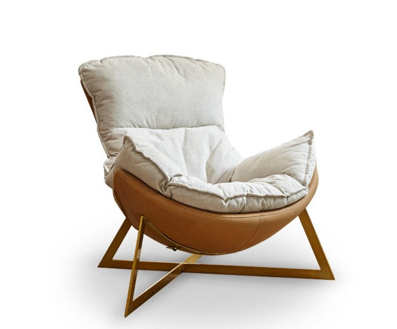 Lounge Eggshell armchair Leather Technology cloth*