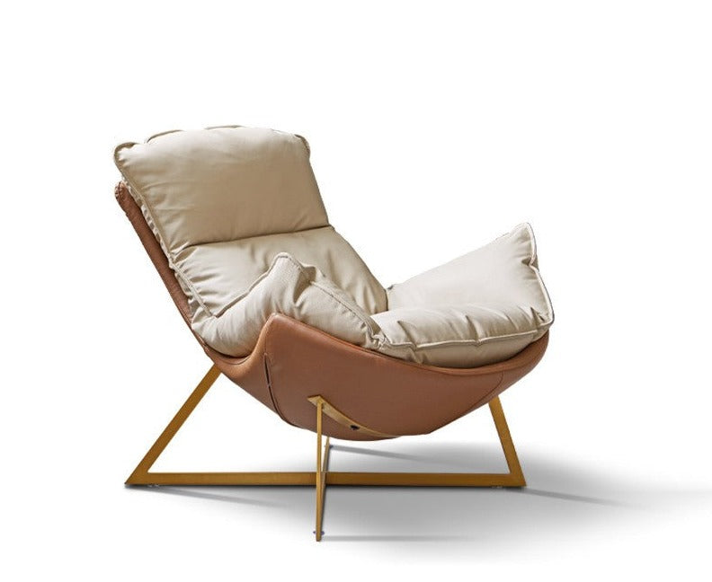 Lounge Eggshell armchair Leather Technology cloth*
