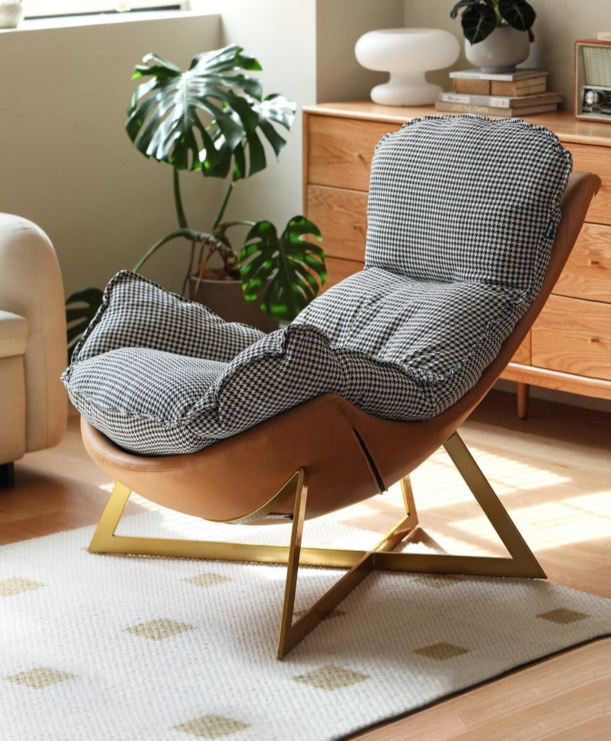 Leather Technology Cloth Lounge Eggshell Armchair