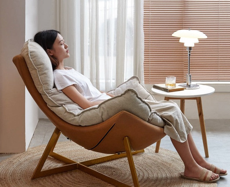 Leather Technology Cloth Lounge Eggshell Armchair