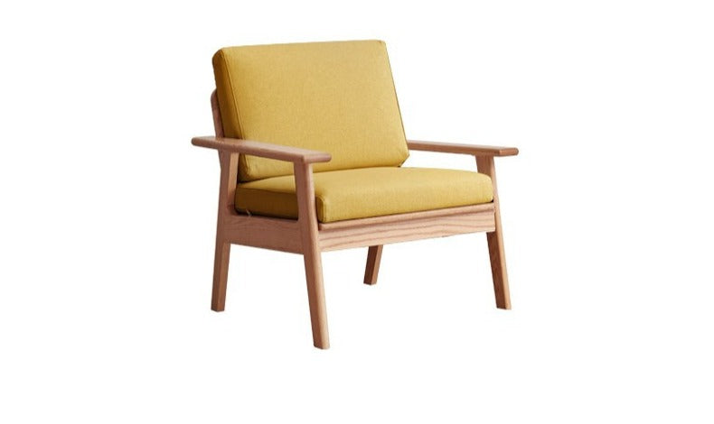 Oak solid wood fabric sofa"