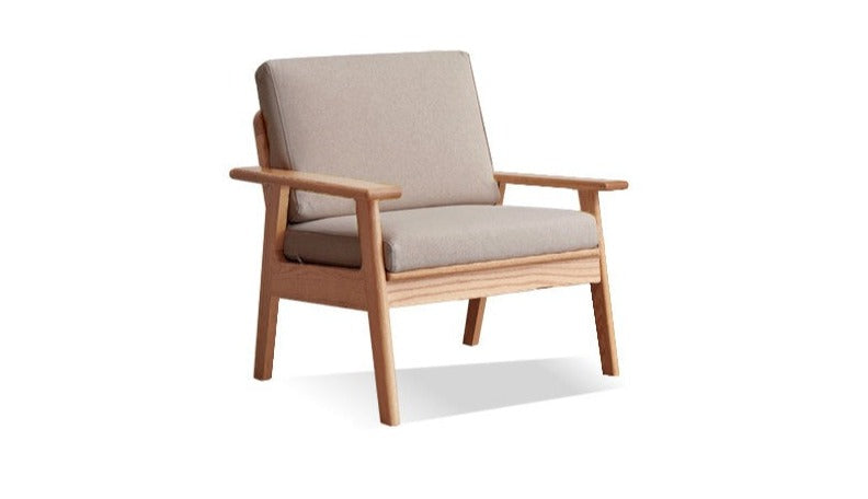 Oak solid wood fabric sofa"