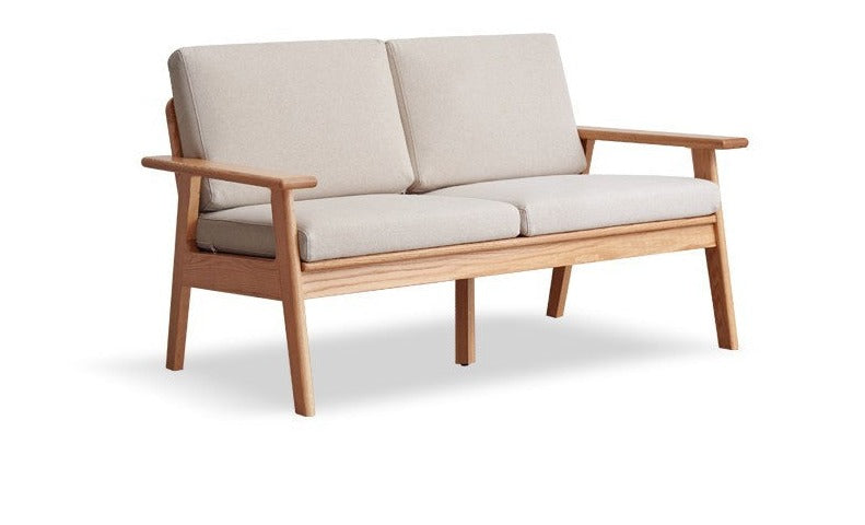 Oak solid wood fabric sofa"