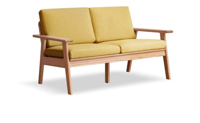 Oak solid wood fabric sofa"