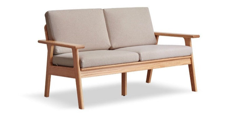 Oak solid wood fabric sofa"