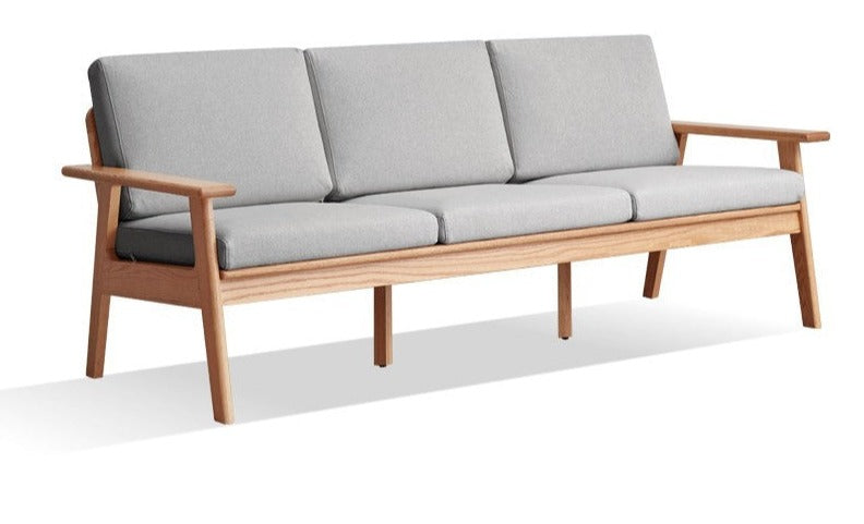 Oak solid wood fabric sofa"