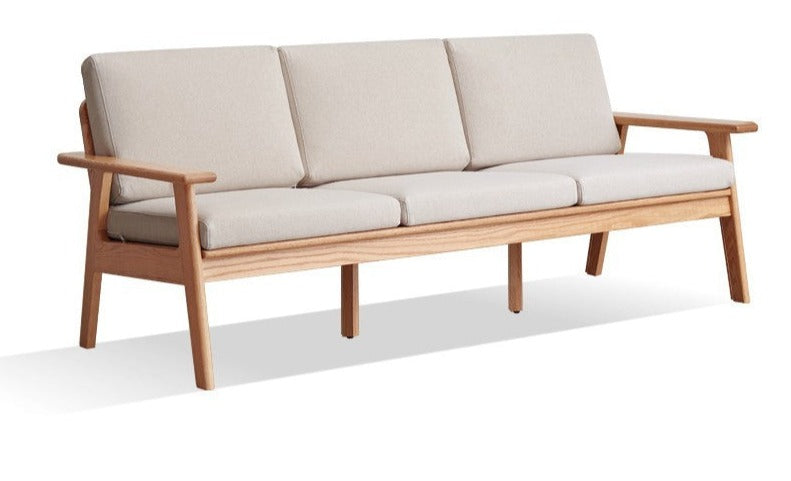 Oak solid wood fabric sofa"
