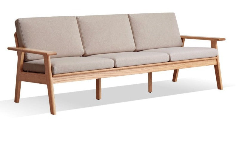 Oak solid wood fabric sofa"