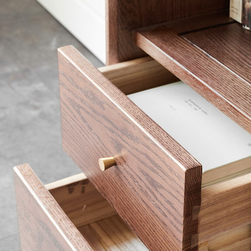 Solid Rubberwood, Oak Solid Wood Nordic Side Cabinet