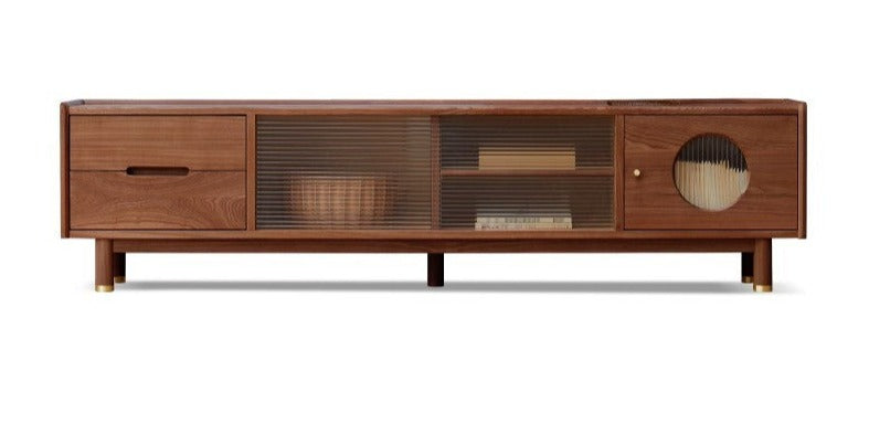 Ash, Oak Solid Wood Sliding Door TV Stand.