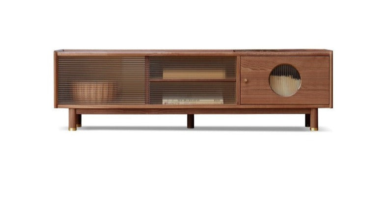 Ash, Oak Solid Wood Sliding Door TV Stand.