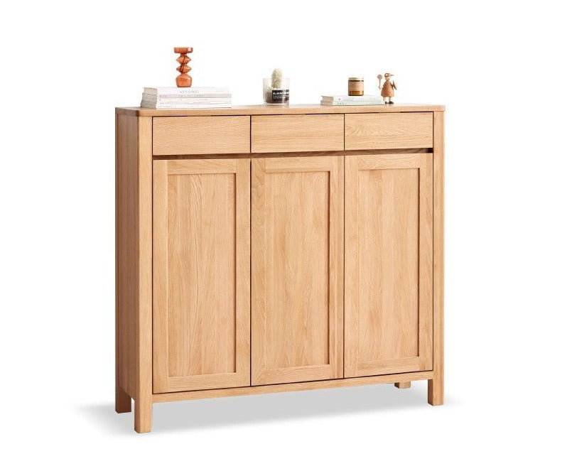 Four-door Shoe cabinet Oak solid wood"