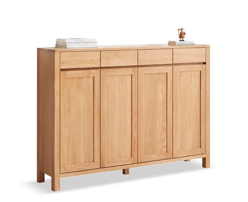Four-door Shoe cabinet Oak solid wood"