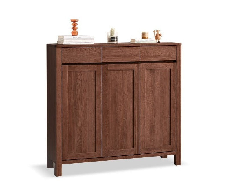 Four-door Shoe cabinet Oak solid wood"