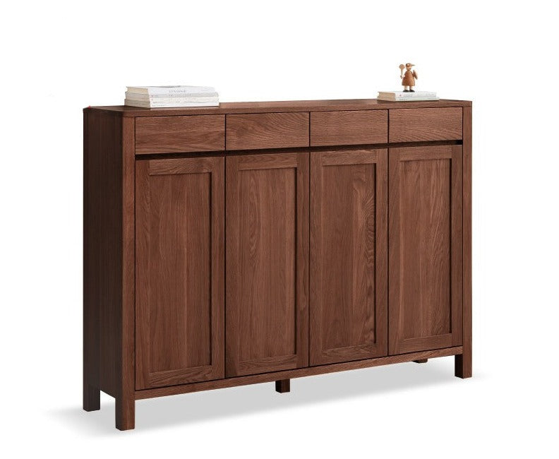 Four-door Shoe cabinet Oak solid wood"