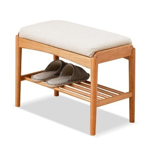 Cherry Solid Wood Shoe Storage Bench