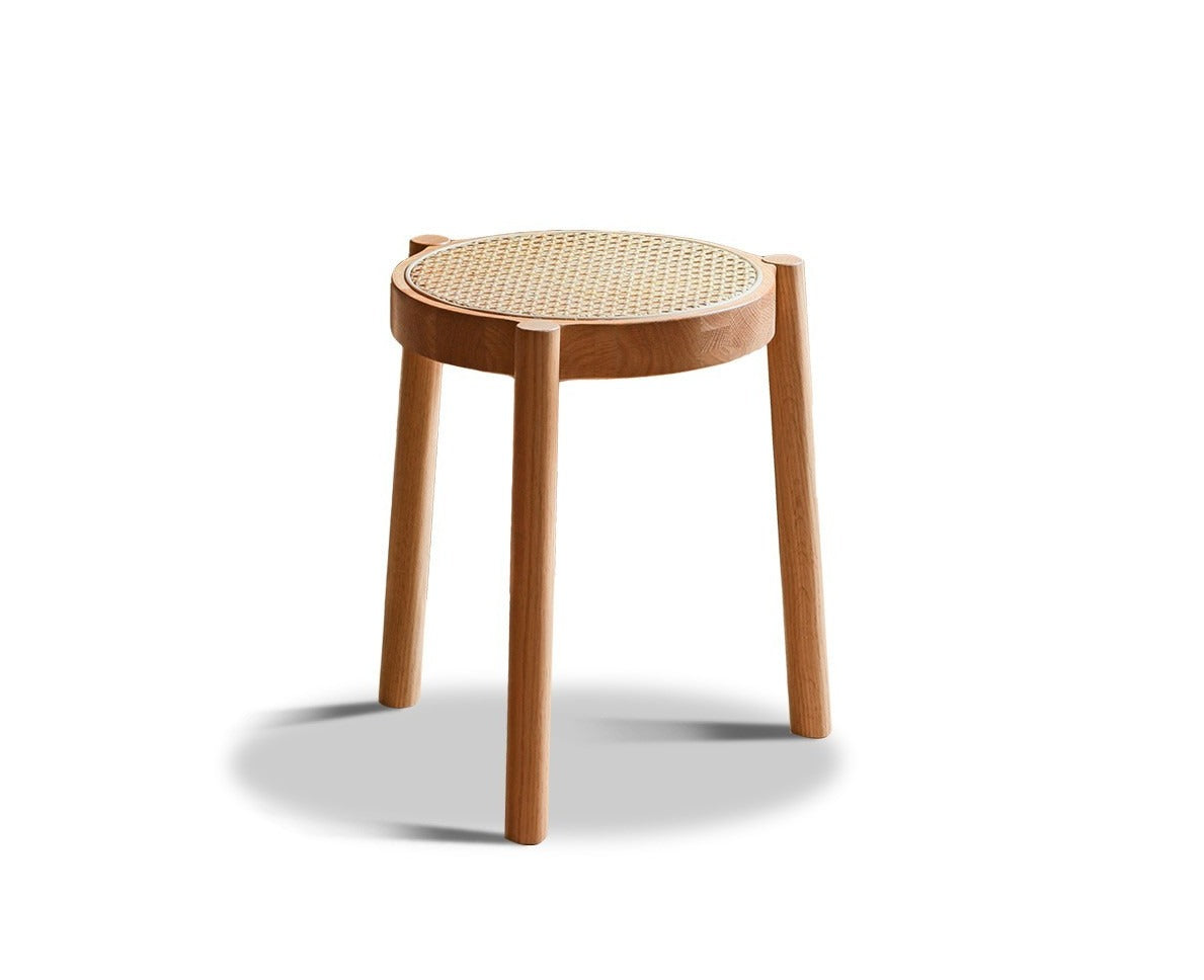 Stool Rattan Oak Solid Wood Can Be Stacked