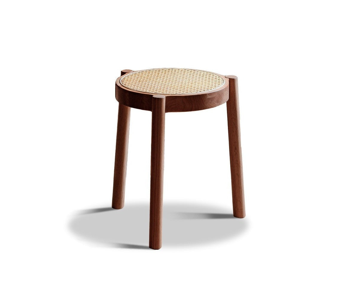Stool Rattan Oak Solid Wood Can Be Stacked