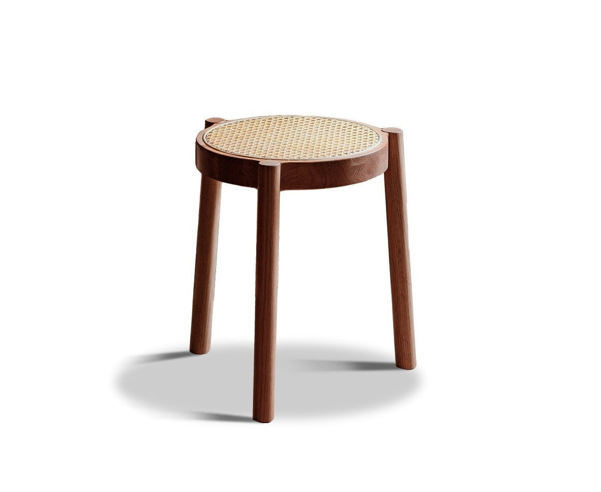 Stool Rattan Oak Solid Wood Can Be Stacked