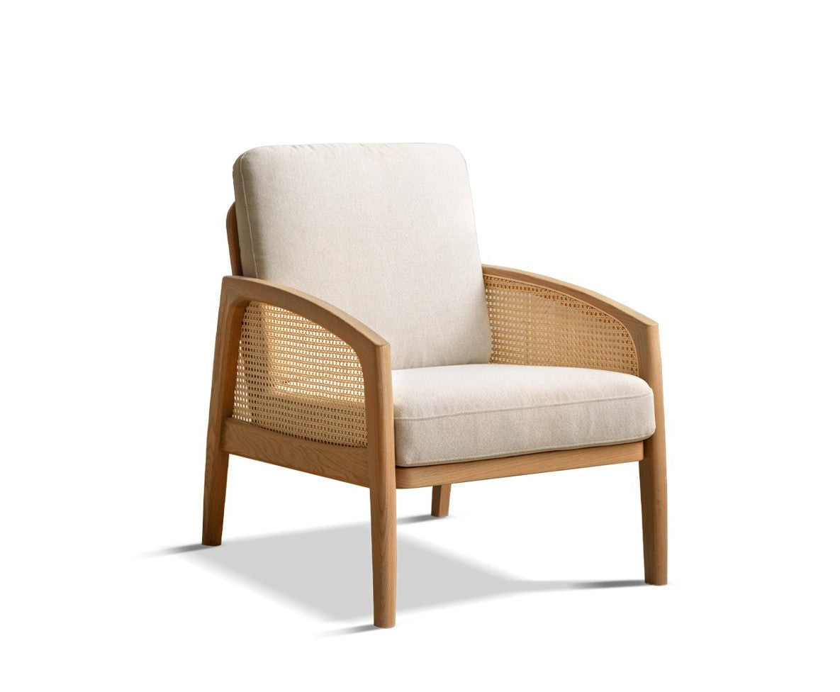 Milky skin tone armchair rattan Oak solid wood*