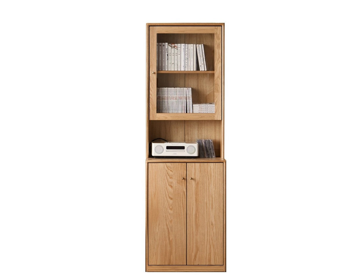 Floor-to-ceiling combination bookshelf, glass bookcase Oak"
