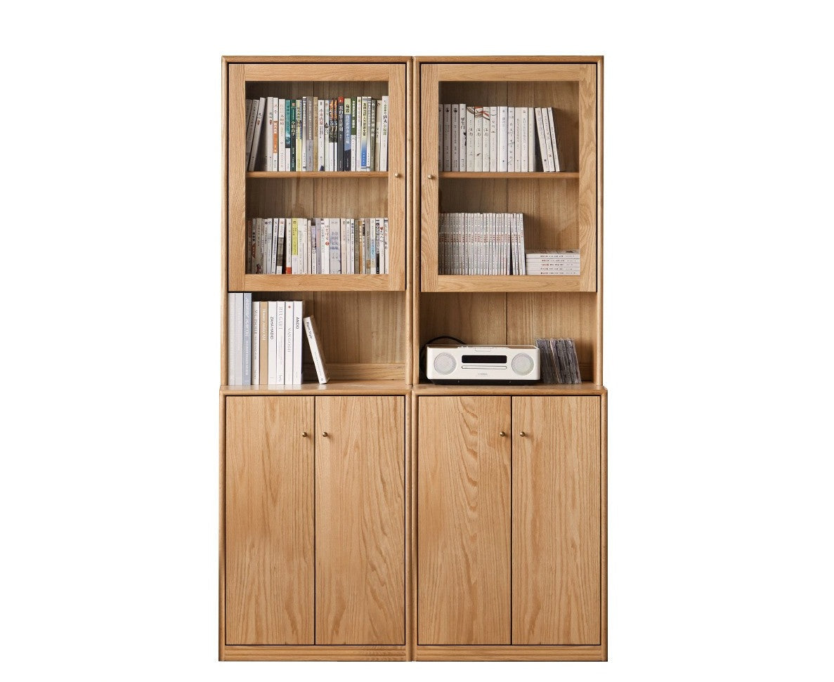 Floor-to-ceiling combination bookshelf, glass bookcase Oak"