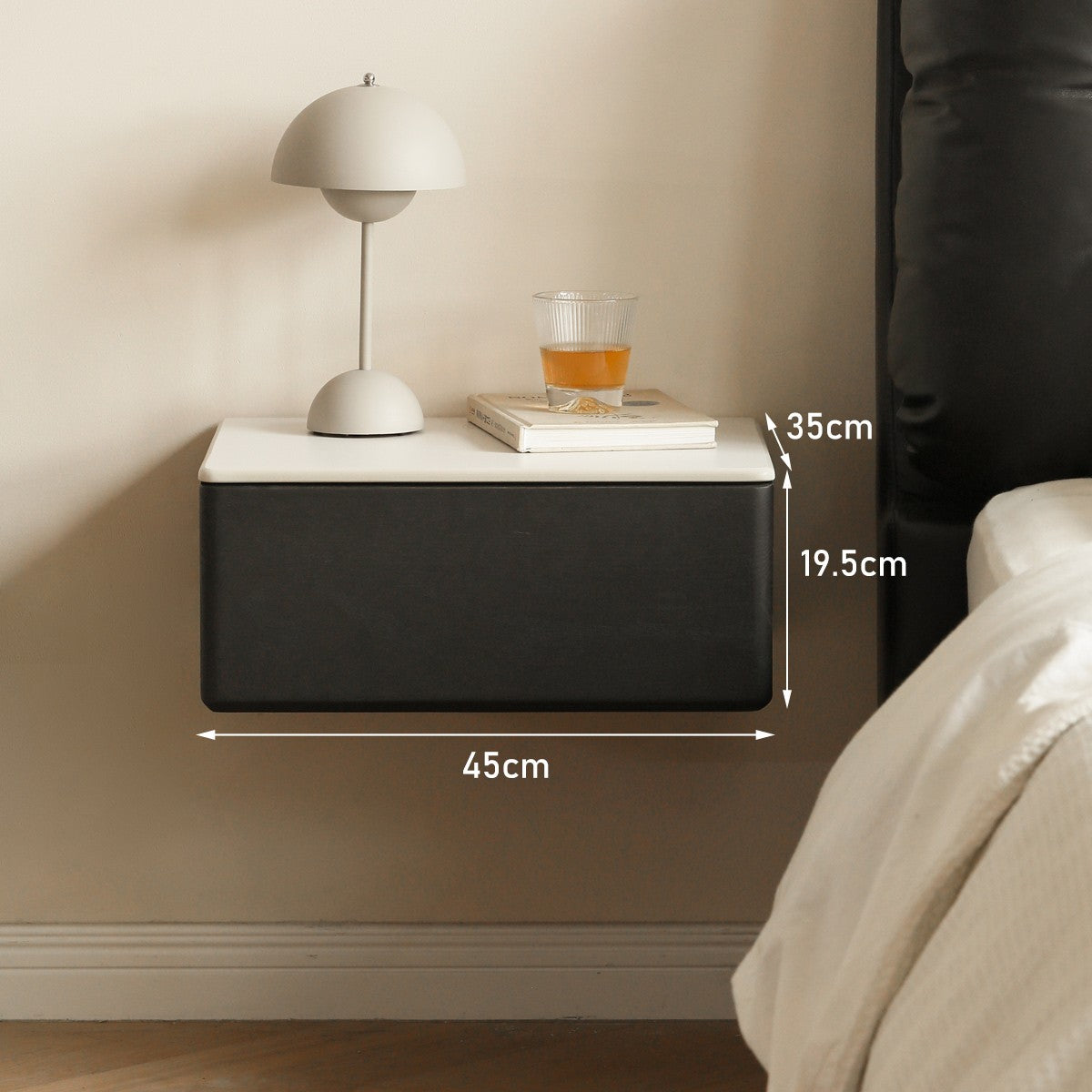 Slate top Suspension with light nightstand Poplar solid wood"
