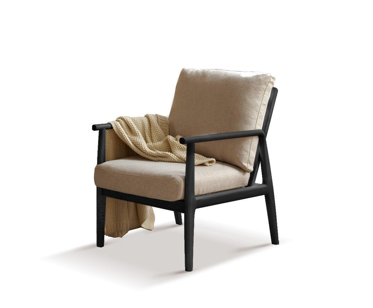 Leisure armchair & footstool Black Walnut solid wood"