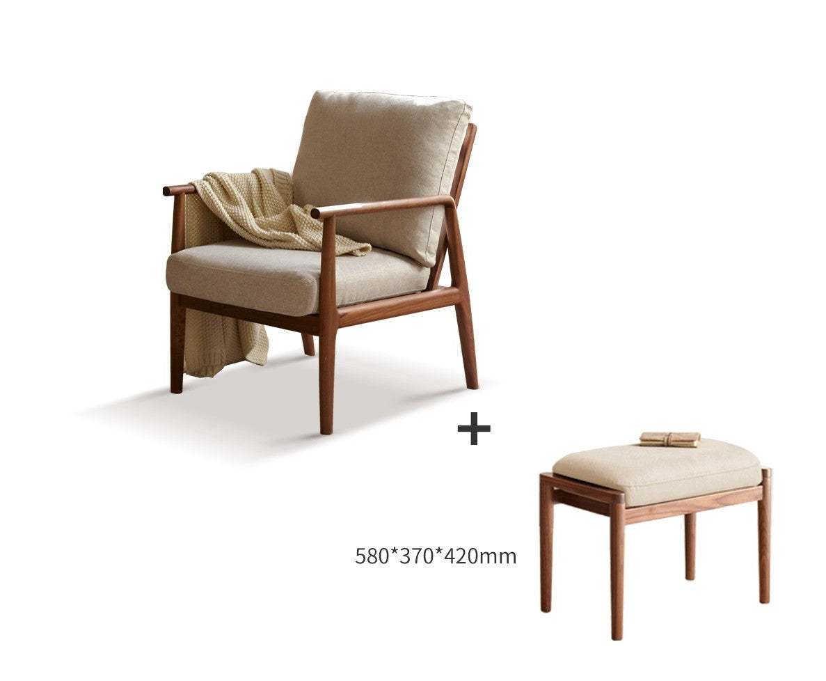 Leisure armchair & footstool Black Walnut solid wood"
