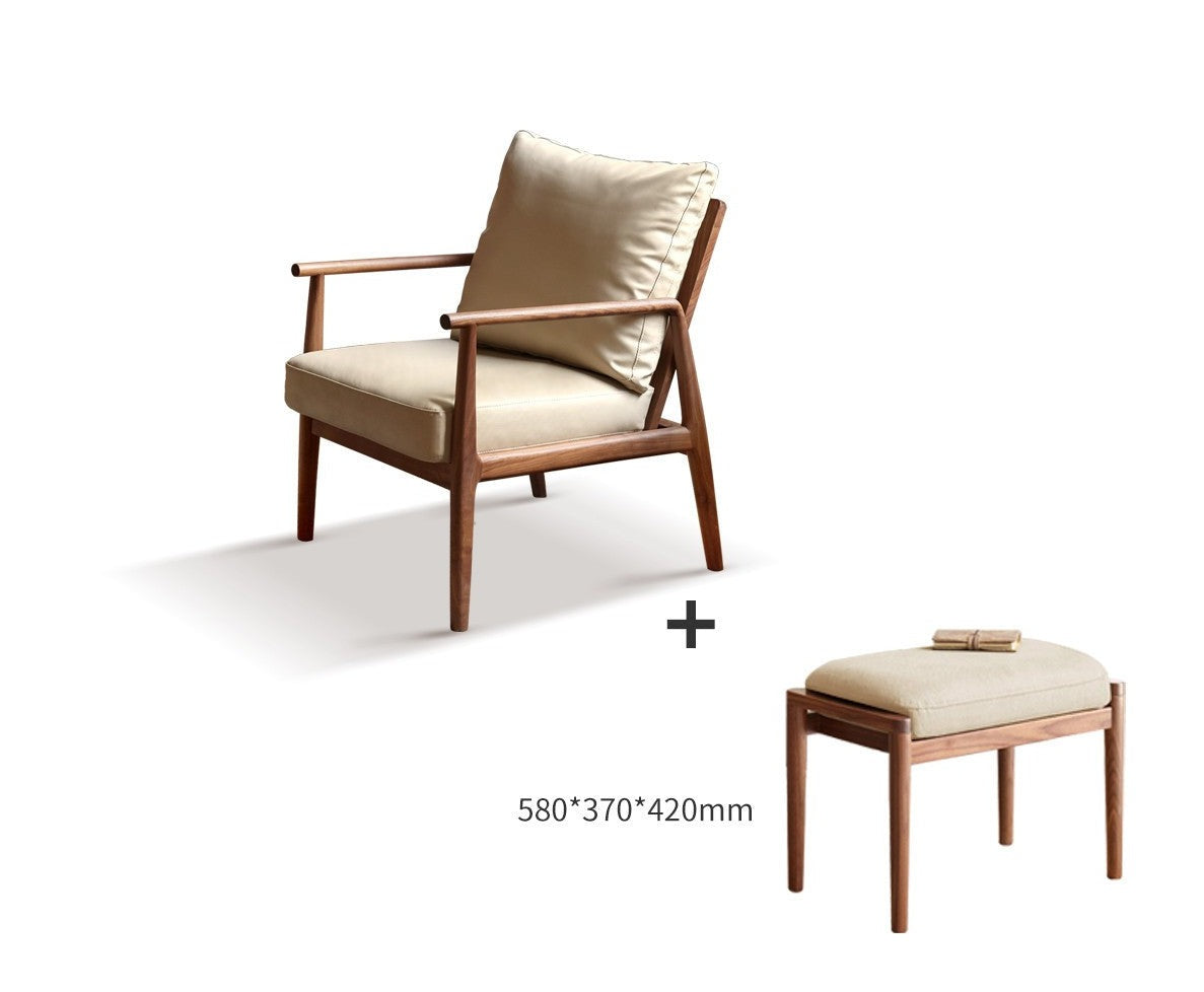 Leisure armchair & footstool Black Walnut solid wood"