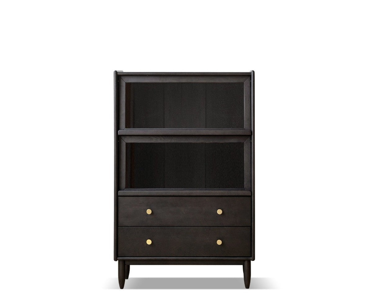 Side cabinet LED lights Smoked Oak solid wood"